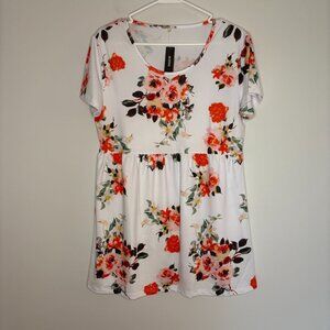 JEZERO Sz L New w TAGS White Floral Silky Multicolor Dress Stretch